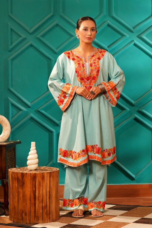 Kashmiri Bouquet Malai Cotton Tunic & Pant Set