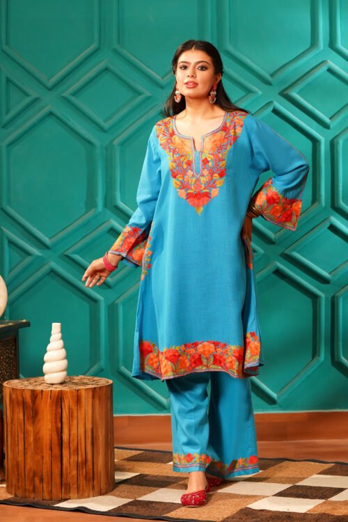 Kashmiri Bouquet Malai Cotton Tunic & Pant Set